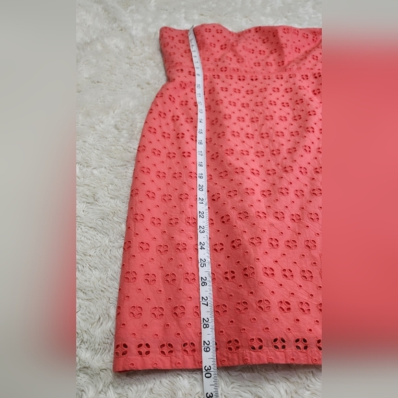 J CREW Factory NWT Eyelet Strapless Dress Salmon Pink Sz 6 - Picture 7 of 9